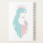 "Elegante koningin met kroon" Pastelontwerp Notitieboek (Achterkant)