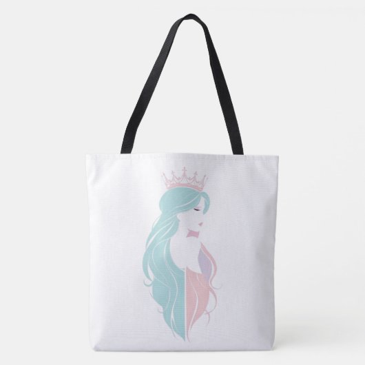 "Elegante koningin met kroon" Pastelontwerp Tote Bag (Voorkant)