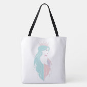 "Elegante koningin met kroon" Pastelontwerp Tote Bag (Achterkant)