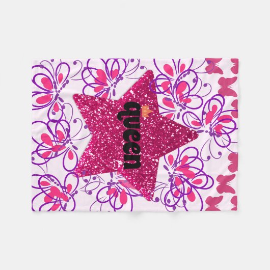 Elegante koningin roze ster fleece deken (Voorkant (Horizontaal))