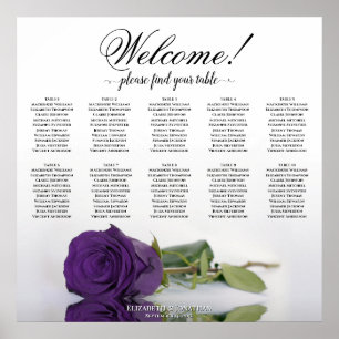 Elegante Konings Paarse Roos 10 Tafel Zitplaatskaa Poster