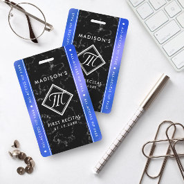 Elegante Koningsblauwe Folie Zwarte Marmer VIP Eve Badge