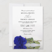 Elegante Koningsblauwe Roos Budget QR Code Trouwen Kaart (Voorkant)