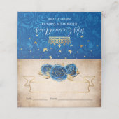 Elegante Koningsblauwe Roze Gouden Kroon Perkament Plaatskaartje (Buitenkant ongevouwen)