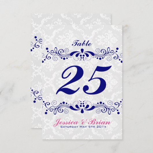 Elegante koningsblauwe tinten bloemsluiers witte d kaart (Voorkant / Achterkant)