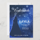 Elegante koninklijk blauwe 18e verjaardagsuitnodig kaart (Voorkant)