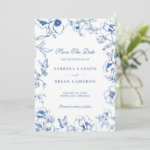 Elegante Koninklijk Blauwe Bloementuin Save The Da Kaart