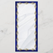 Elegante Koninklijk Blauwe Bloemige Monogram Bruil Menu (Achterkant)