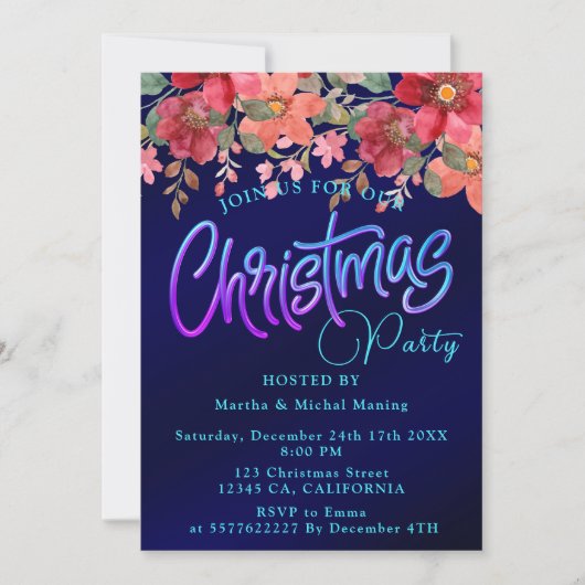 Elegante koninklijk blauwe bloemige nepsilvers Ker Kaart (Voorkant)