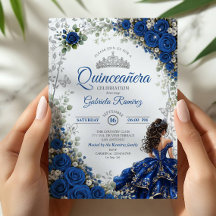 Elegante koninklijk blauwe en zilveren rozen Quinc