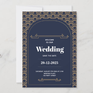 Elegante Koninklijk Blauwe Gouden Kant QR Code Tro Kaart