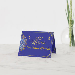 Elegante Koninklijk Blauwe Gouden Mandala Eid Muba Bedankkaart