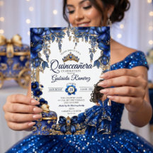 Elegante Koninklijk Blauwe Gouden Tiara Quinceañer