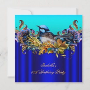 Elegante Koninklijk Blauwe Ijsvogel Goud Verjaarda Kaart
