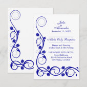 Elegante Koninklijk Blauwe Krullen Ontvangst Kaart (Voorkant / Achterkant)