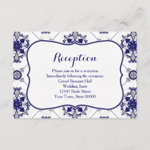 Elegante Koninklijk Blauwe Medaillon Patroon Ontva Kaart