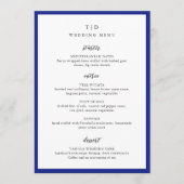 Elegante Koninklijk Blauwe Monogram Moderne Trouw Menu (Voorkant)