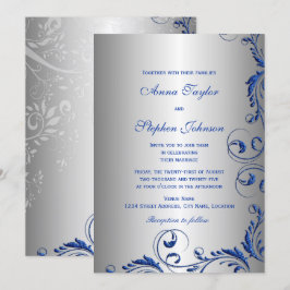 Elegante Koninklijk Blauwe Nep Glitter Bloemswirre Kaart
