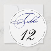 Elegante Koninklijk Blauwe Script Ronde Tafel Numm Kaart (Achterkant)