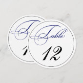 Elegante Koninklijk Blauwe Script Ronde Tafel Numm Kaart (Voorkant / Achterkant)