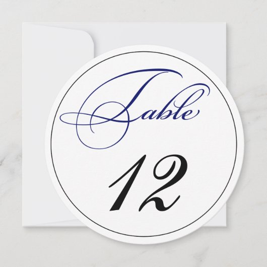 Elegante Koninklijk Blauwe Script Ronde Tafel Numm Kaart (Voorkant)