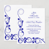 Elegante Koninklijk Blauwe Wervelingen Ontvangst Kaart (Voorkant / Achterkant)