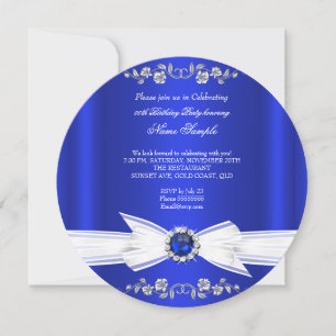 Elegante Koninklijk Blauwe Witte Parel Juweel Boog Kaart