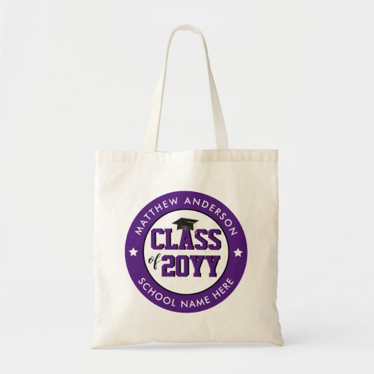 Elegante Koninklijk Paarse Klas van 2023 Afstudere Tote Bag (Voorkant)