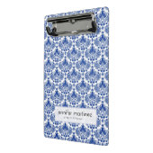 Elegante koninklijke blauwe en witte damast mini klembord (Angled2)