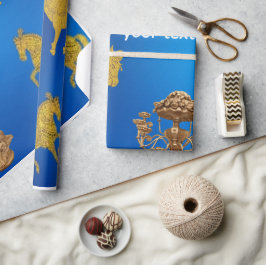 Elegante Koninklijke Blauwe Gouden Kroonluchter Pe Cadeaupapier