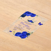 Elegante koninklijke blauwe kroon Quinceanera Acryl Uitnodigingen (Laagn)