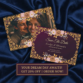Elegante Koninklijke Bloem "Save the Date"-sjabloo Save The Date