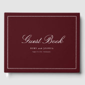 Elegante Koninklijke Bourgondië Geschreven Lettert Gastenboek (Voorkant)