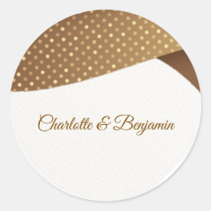 Elegante Koninklijke Gouden Klassieke Golven Favor Ronde Sticker