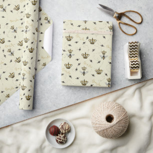Elegante Koninklijke Gouden Kroon Koningin Bij Cadeaupapier