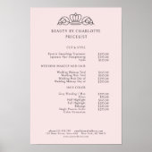 Elegante, koninklijke, lichtroze prijstlijst poster (Voorkant)