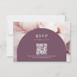 Elegante Koninklijke Paarse Pioen QR Code Trouwdag RSVP Kaartje