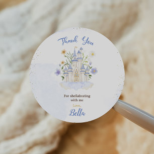 Elegante Koninklijke Prinses Kasteel Verjaardagsfe Ronde Sticker