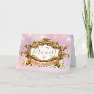 Elegante Koninklijke Prinses Roze & Gouden Verjaar Kaart