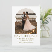 Elegante Koninklijke Save The Date Foto Bruiloft Kaart (Staand voorkant)