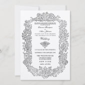 Elegante koninklijke sprookjesvogels grens bruilof kaart (Voorkant)