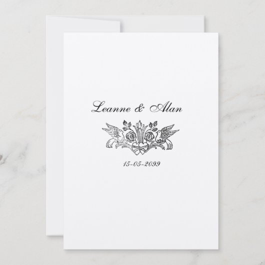 Elegante koninklijke sprookjesvogels grens bruilof kaart (Achterkant)