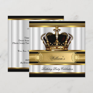 Elegante Koninklijke Zwarte Gouden Verjaardag Prin Kaart