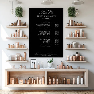 Elegante, koninklijke, zwarte prijstlijst poster