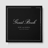 Elegante Koninklijke Zwarte Script Lettertype Huwe Gastenboek (Voorkant)
