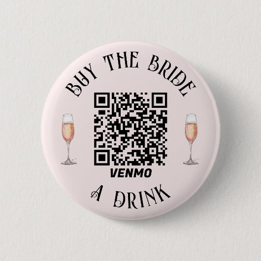Elegante koop de BRUID een drankje QR-knop Ronde Button 5,7 Cm (Voorkant)