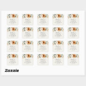 Elegante Koper & Aardse Beige Bruiloft Vierkante Sticker (Vel)