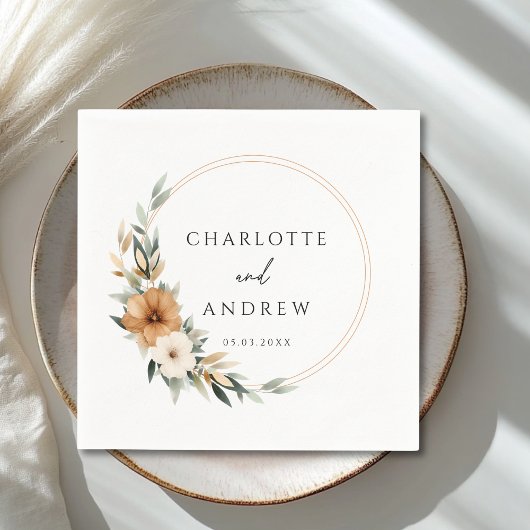 Elegante koper & aardse botanische bruiloft servet