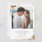 Elegante Koper Aardse Botanische Foto Save The Date (Voorkant)