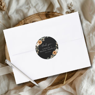 Elegante koper & aardse zwarte bruidsdouche ronde sticker